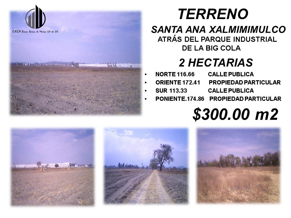 Terreno en Venta en Santa Ana Xalmimilulco