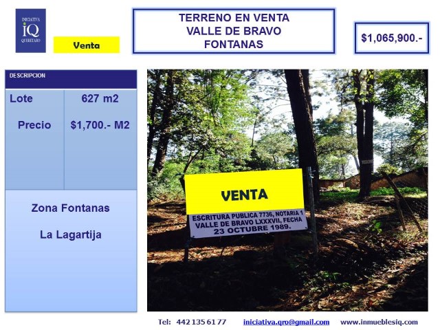 Terreno en Venta en Valle de Bravo