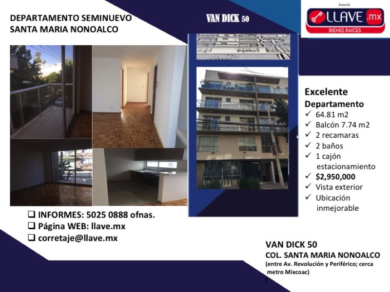 Departamento en Venta en Santa Maria Nonoalco